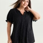 Micro Dots Charm Pleated Blouse