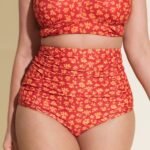 Floral Print High Waisted Swim Bottoms