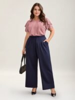 Toothpick Pleat Layered Flutter Sleeve Blouse - Image 22