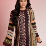 Boho Stripe Flared Sleeve Stretchy Pullover