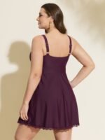 Sheer Lace Neckline Pockets Swim Dress - Image 5