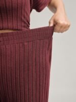 Stretchy Pit Strip Solid Loungewear Set - Image 32