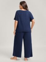 Stretchy Pit Strip Solid Loungewear Set - Image 7