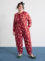 Gingerbread Print Button Placket Jumpsuit - Image 3