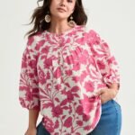 Sweet Floral Print Button Front Blouse