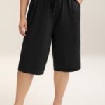 Mixed Color Knit Drawstring Loungewear Bottoms