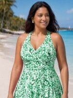 Floral Paisley Print Back Cut-Out Swim Dress - Image 17