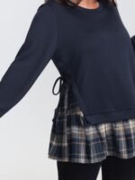 Plaid Pattern Layered Stretchy Sweatshirt - Image 2