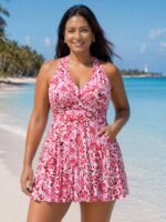 Floral Paisley Print Back Cut-Out Swim Dress - Image 2