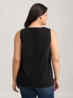Solid V Neck Laser Cut Tank Top - Image 4