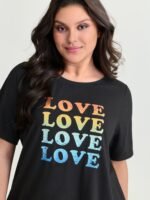Supersoft Vibrant Love Print Stretchy Fit T-Shirt - Image 2