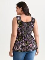 Floral Print Lace Trim Tank Top - Image 4