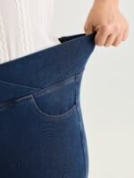 Pull-On Stretchy Wide Waistband Skinny-Fit Knit Jeans - Image 4