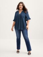 Toothpick Pleats Ruffled Sleeve Solid Blouse - Image 27