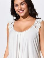 Supersoft Floral Lace Straps Pleated Tank Top - Image 2