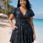 Jellyfish Print Pockets Flowy Swim Dress