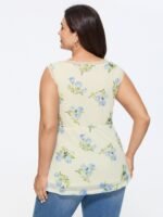 Floral Print Lace Neckline Sleeveless Tank Top - Image 4