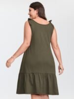Ruffle Hem Tie Shoulder Pockets Sleeveless Dress - Image 5
