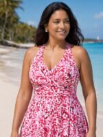 Floral Paisley Print Back Cut-Out Swim Dress - Image 3
