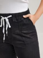Pull-On Drawstring Folded Hem Boyfriend Jeans - Image 11