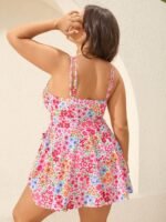 Knotted Blooming Floral Print Swim Dress - Image 2