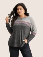 Heather Colorblock Contrast Crew Neck T-shirt - Image 17