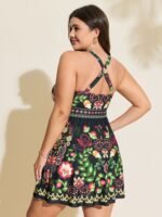 Tropical Floral Print Pockets Swim Dress - Image 15