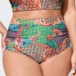 Paisley Print High Waisted Swim Bottoms