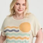 Sandy Shore Print Round Neck T-Shirt