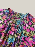 Floral Print Shirred Pockets Midi Dress - Image 5