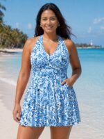 Floral Paisley Print Back Cut-Out Swim Dress - Image 11