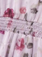 Floral Print Pockets Shirred Mock Neck Maxi Dress - Image 5