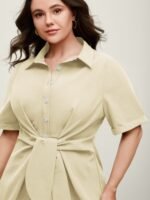 Knotted Front Asymmetrical Hem Blouse - Image 43