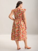 Floral Print Shirred Pockets Midi Dress - Image 23